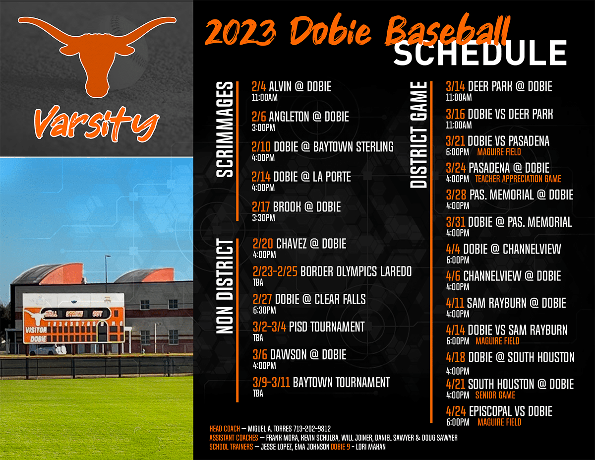 SCHEDULE Dobie Diamond Club